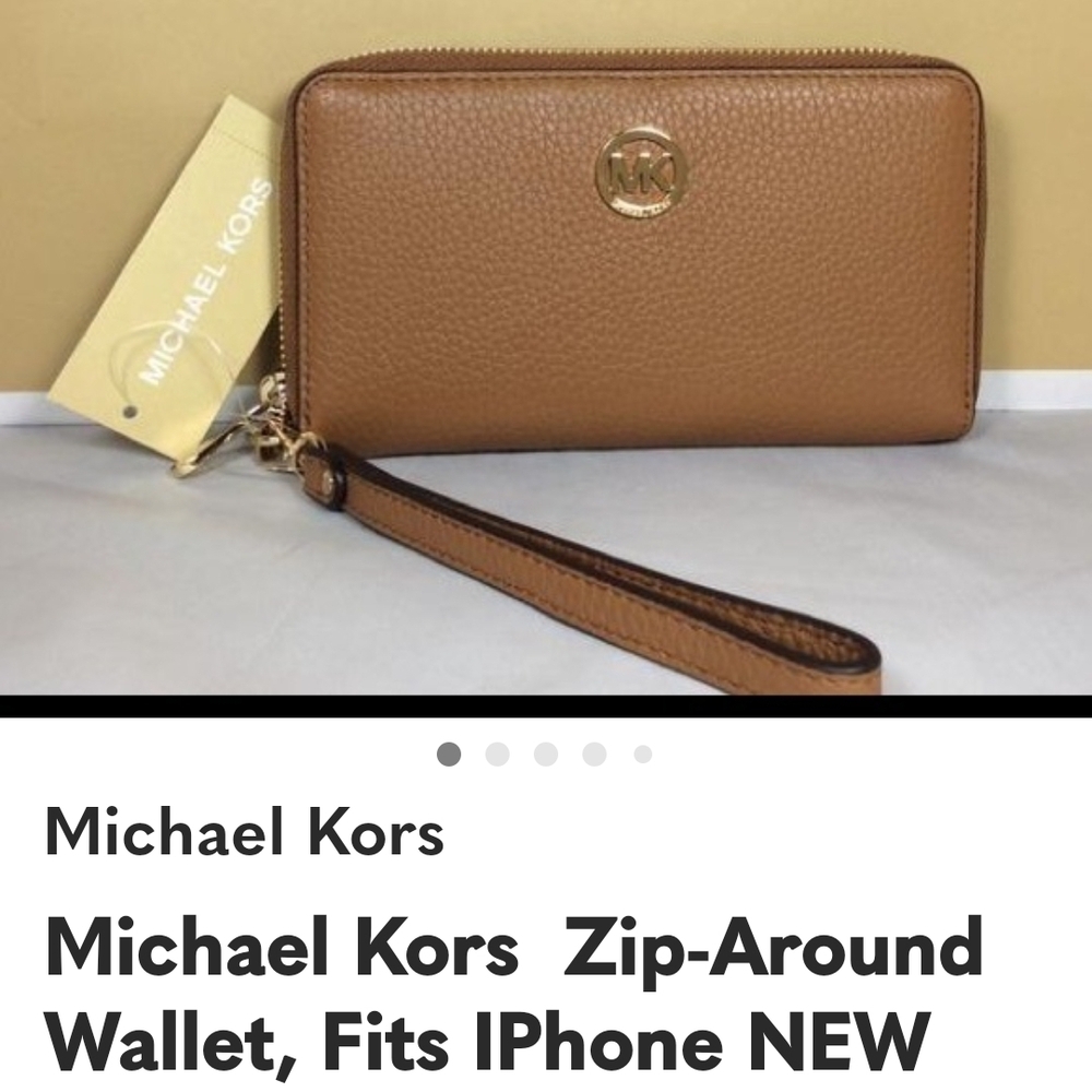 Michael Kors Brown Zip Wallet with Wrist Strap